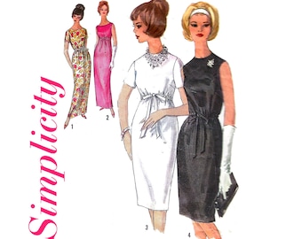 Simplicity 5224 1963 Tie Belt Dress in Two Lengths Women's Size 12 Vintage Sewing Pattern