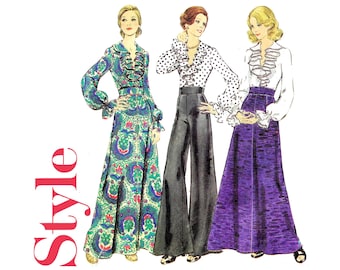 Style 4427 1973 Wrap Blouse Skirt and Trousers Women's Size 14 Vintage Sewing Pattern