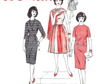 Woman W418 1960s Day/Cocktail Dresses Women's Bust Size 32 Vintage Sewing Pattern