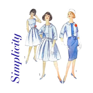 Simplicity 4410 1962 Misses Dress with Two Skirts and Jacket Women&#39;s Size 14 Vintage Sewing Pattern