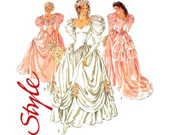Style 1680 1990 Wedding Dresses Women's Size 8 10 12 14 16 18 Vintage Sewing Pattern