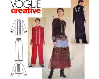 Vogue Creative Clothing 9750 1997 Jacket, Skirt and Pants/Trousers Women's Size 12 14 16 Vintage Sewing Pattern