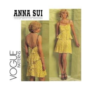 Vogue American Designer Anna Sui V1105 2009 Kleid mit Volant Damengröße 12 14 16 18 Designer Schnittmuster