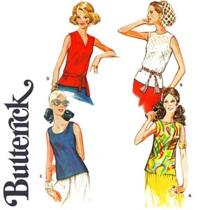 Butterick 3318 1960s Sleeveless Blouses Set Women's Size 14 Vintage Sewing Pattern