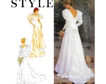 Style 2258 1992 Wedding Dresses Women's Size 6 8 10 Vintage Sewing Pattern