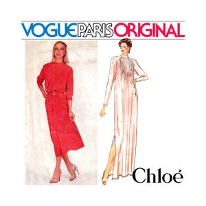 Vogue Paris Original 2162 1979 Chloé geplooide jurk damesmaat 10 vintage designer naaipatroon