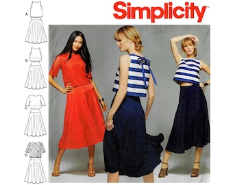 Simplicity K8128 2016 Crop Tops and Skirts Women's Sizes 6 8 10 12 14 Sewing Pattern