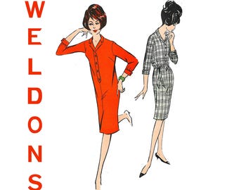 Weldons Pattern 8371 1960s Loose Fit Dress Women's Size 14 Vintage Sewing Pattern