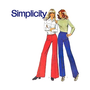 Patron de couture vintage Simplicity 5188 1972 pantalons/pantalons à bas cloche pour femmes taille 12