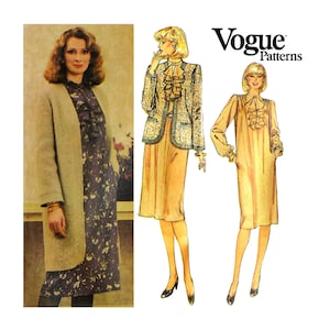 Vogue Patterns 8098 1980s Dress and Jacket Women&#39;s Size 8 Vintage Sewing Pattern