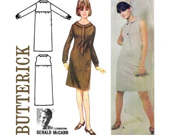 Butterick 3705 1965 Gerald McCann One Piece Dress Women's Size 16 Vintage Sewing Pattern