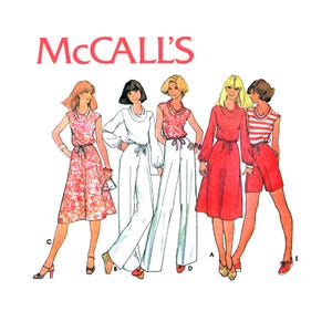 McCall&#39;s 5579 1977 Cowl Collar Top, Skirt, Trousers and Shorts Set Women&#39;s Size 10-12 Vintage Sewing Pattern