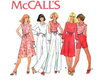 McCall's 5579 1977 Cowl Collar Top, Skirt, Trousers and Shorts Set Women's Size 10-12 Vintage Sewing Pattern