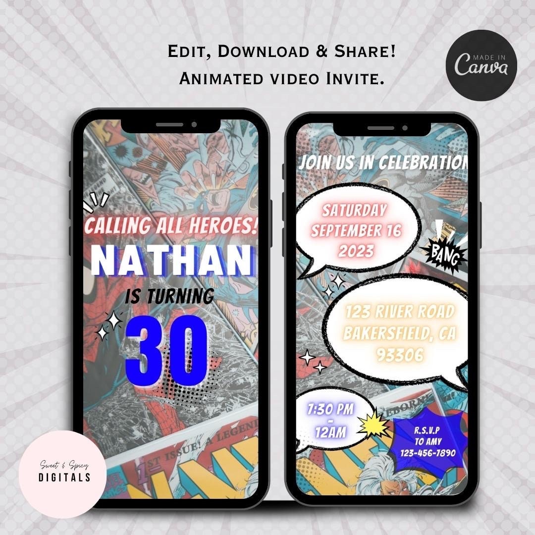 Marvel Digital Invitation Video Template Digital Party Invite Adult ...