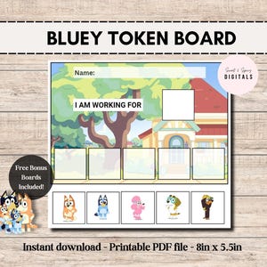 Tabellone dei gettoni stampabile / Supporto visivo / Terapia ABA / Gestione della classe / Sistema di ricompensa / Autismo / ADHD / Bluey / Bingo / Keepy Uppy