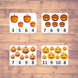 Pumpkin Counting Cards, Clip Cards, Math, Montessori Counting Cards, Counting Activity, Educational Material, Numbers, Halloween Printable