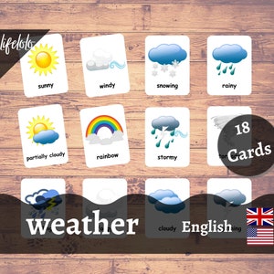 Tempo (18 cartas) - Flashcards | Montessoriano | Ensino em casa | Educacional | Cartões de três partes - download digital