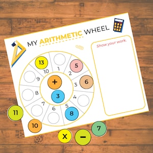 Homeschool Math Activity, Math Practice Worksheet, Math Wheel Printable, Arithmetic Wheel, Addition, Subtraction, division, Multiplication