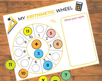 Homeschool Math Activity, Math Practice Worksheet, Math Wheel Printable, Arithmetic Wheel, Addition, Subtraction, division, Multiplication