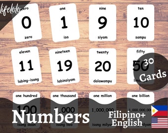 Numbers in Filipino (30 Cards) - Tagalog Flash Cards | Montessori Math | Bilingual | Homeschooling | Educational - Digital Download