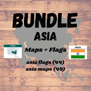 ASIEN Maps & Flags BUNDLE, 93 Lernkarten, Montessori Karten, dreiteilige Karten, Homeschooling, Lernkarten, Kinder Printable, Printable Cards