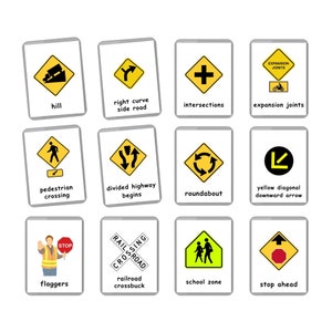 USA Traffic Signs, Road Signs Test Flash Cards, DMV Permit Practice test, Street Signs, Road Signals Laminated Flash Cards image 1