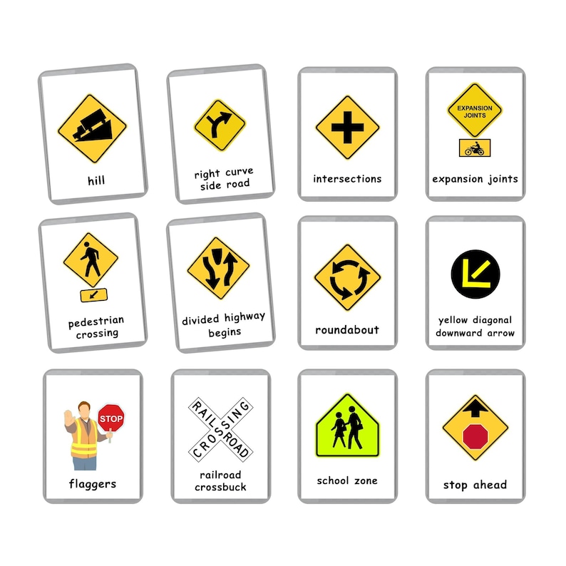 USA Traffic Signs, Road Signs Test Flash Cards, DMV Permit Practice test, Street Signs, Road Signals Laminated Flash Cards image 1