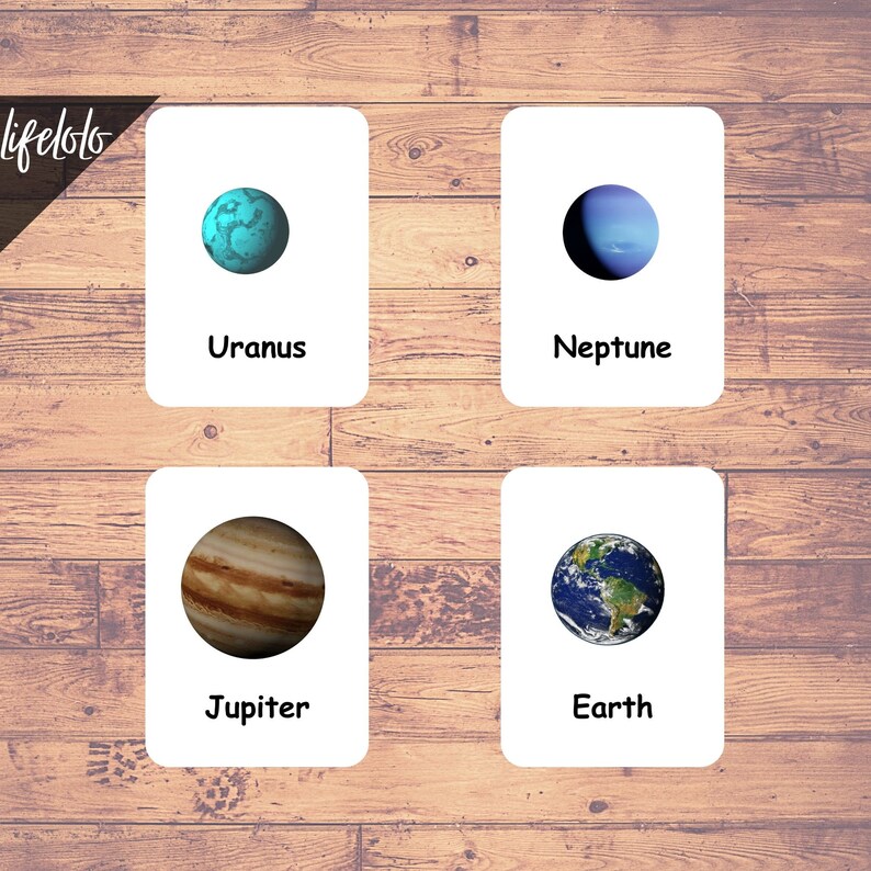 Solar System Flash Cards Montessori Cards Planets - Etsy