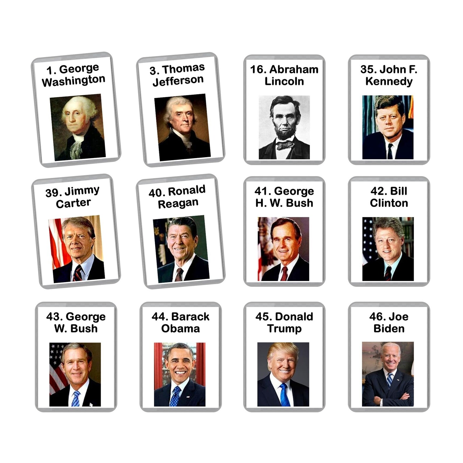 United States Presidents in ORDER Laminated Flash Cards Etsy UK