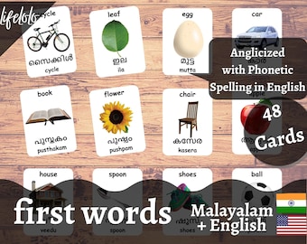 First Words MALAYALAM Version English Bilingual Cards 48 