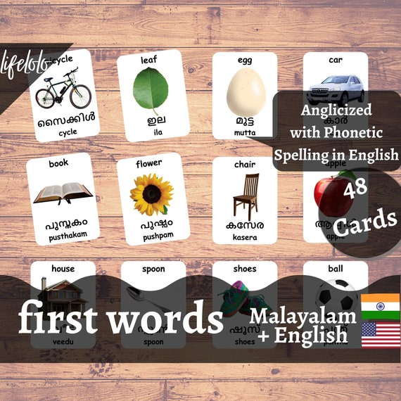 First Words MALAYALAM Version English Bilingual Cards 48 