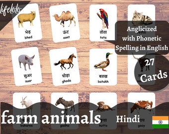 Farm Animals HINDI English Bilingual Cards 27 Hindi - Etsy Sweden Farm Animals HINDI English Bilingual Cards 27 Hindi - Etsy Sweden