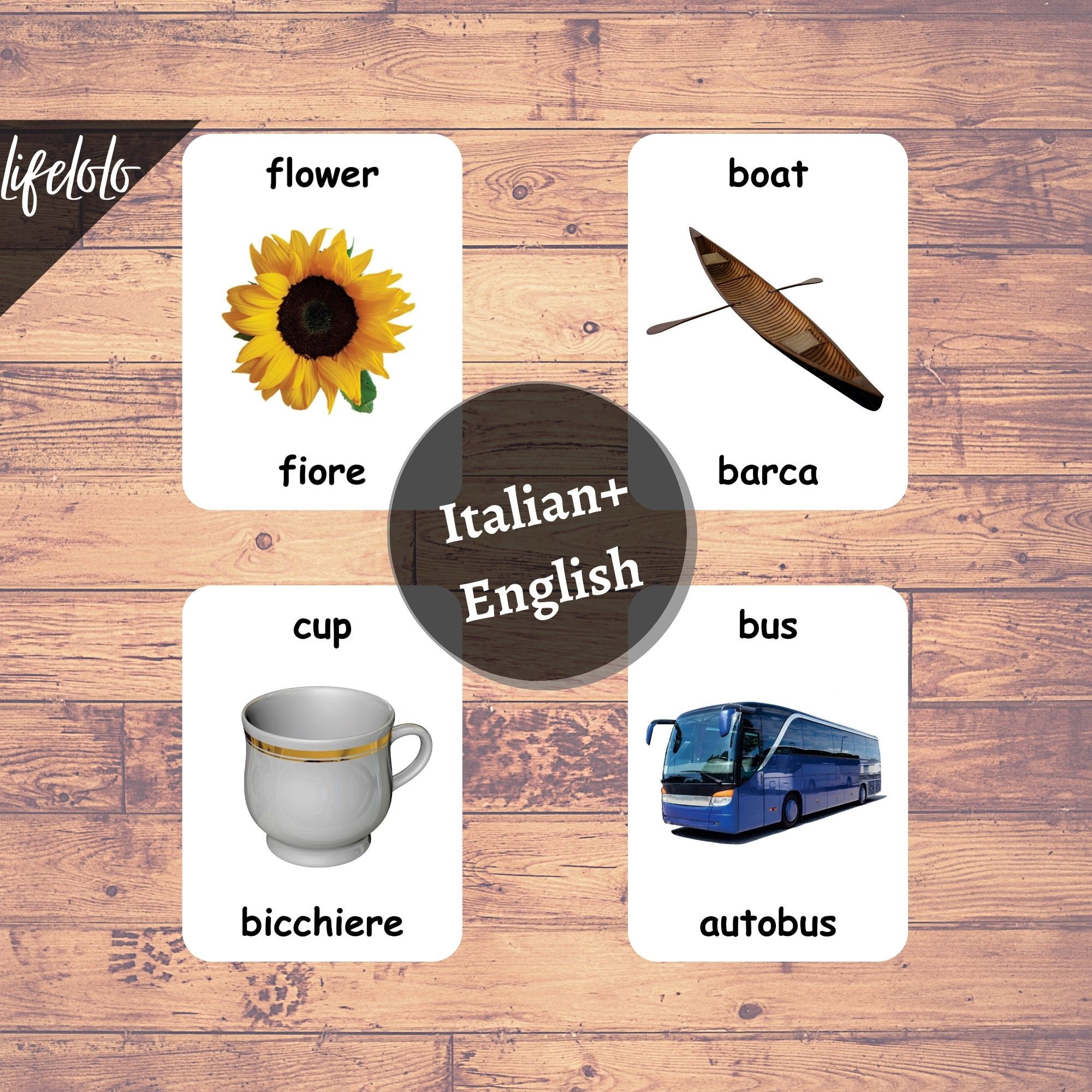 First Words ITALIAN Version - English Bilingual Cards | 48 Flash Cards ...