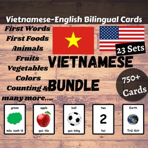 VIETNAMESISCH Flash Cards BUNDLE - Vietnamesische Englisch Zweisprachige Karten | Vietnamesisches Bündel | Homeschooling | Lehrmaterial - Printable
