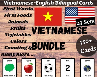 VIETNAMESE Flash Cards BUNDLE - Vietnamese English Bilingual Cards | Vietnamese Bundle | Homeschooling | Educational Material - Printable