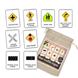 USA Traffic Signs, Road Signs Test Flash Cards, DMV Permit Practice test, Street Signs, Road Signals Laminated Flash Cards image 2