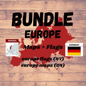 EUROPA Maps & Flags BUNDLE, 101 Lernkarten, Montessori Karten, dreiteilige Karten, Homeschooling, Lernkarten, Printable Kids, Printable Cards
