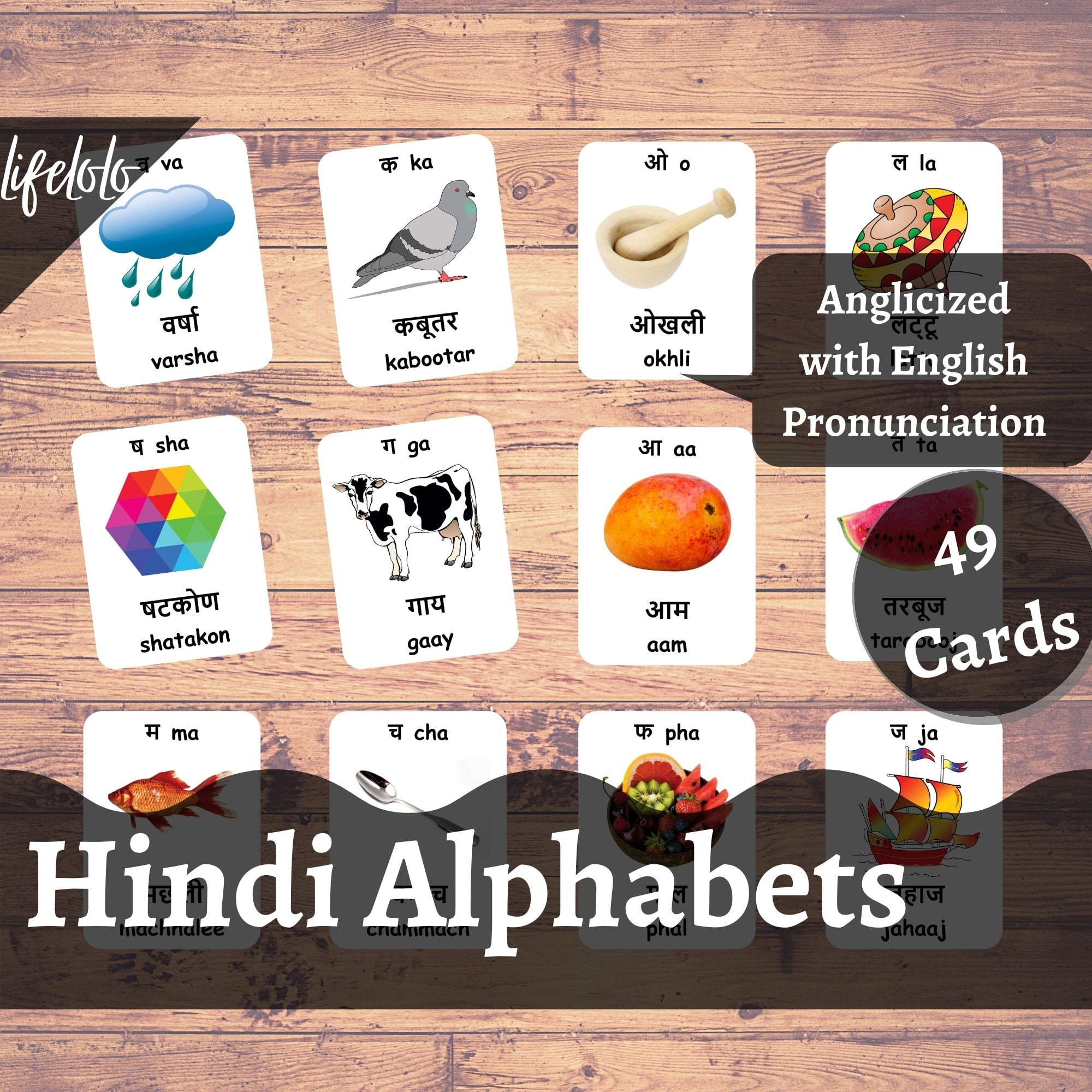 Hindi Alphabets Flash Cards With English Pronunciation Etsy UK