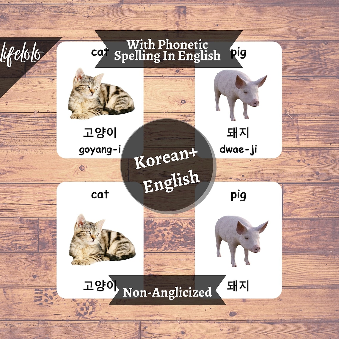 Farm Animals KOREAN English Bilingual Cards 27 Korean Etsy