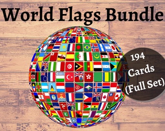 Flags of the World | Flash Cards, Printable World Flags, Montessori Cards, Kids Printable, Homeschooling, 3 Part Card, Montessori Printable
