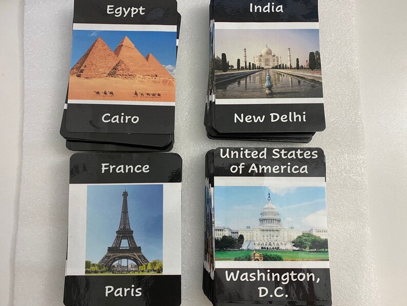 World Countries and Capitals set 1 100 Flash Cards Etsy