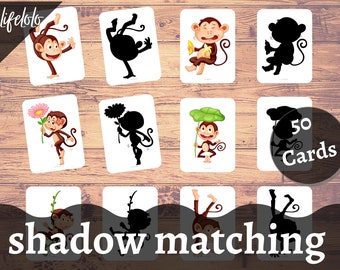 Shadow Matching Game for Kids | Matching Activity | Pattern matching, Homeschool Learning, Printable Cards, Busy Binder, Kindergarten Puzzle