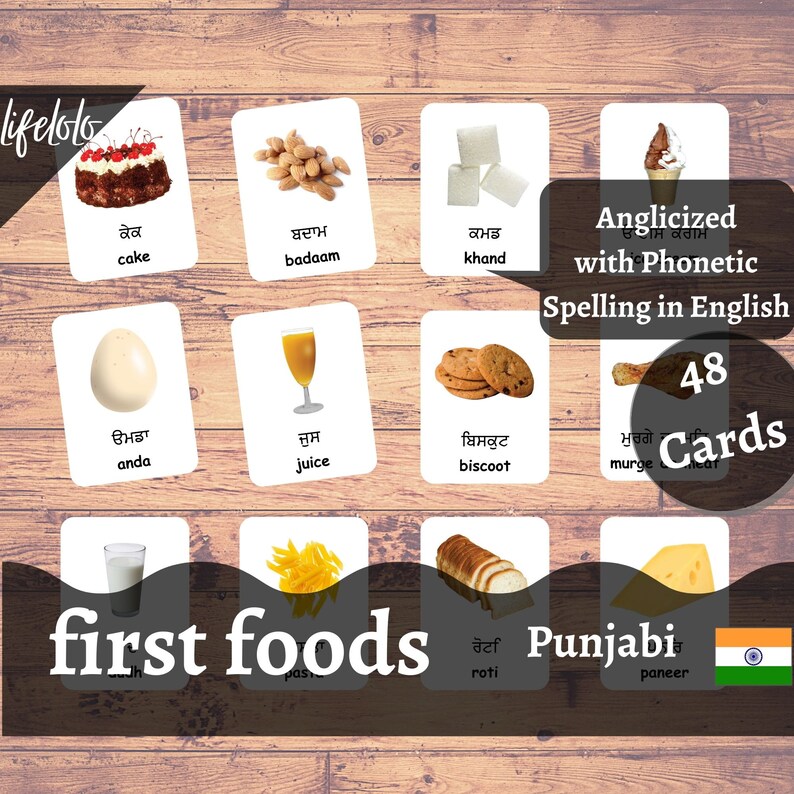 First Foods PUNJABI 48 Punjabi Flash Cards English - Etsy