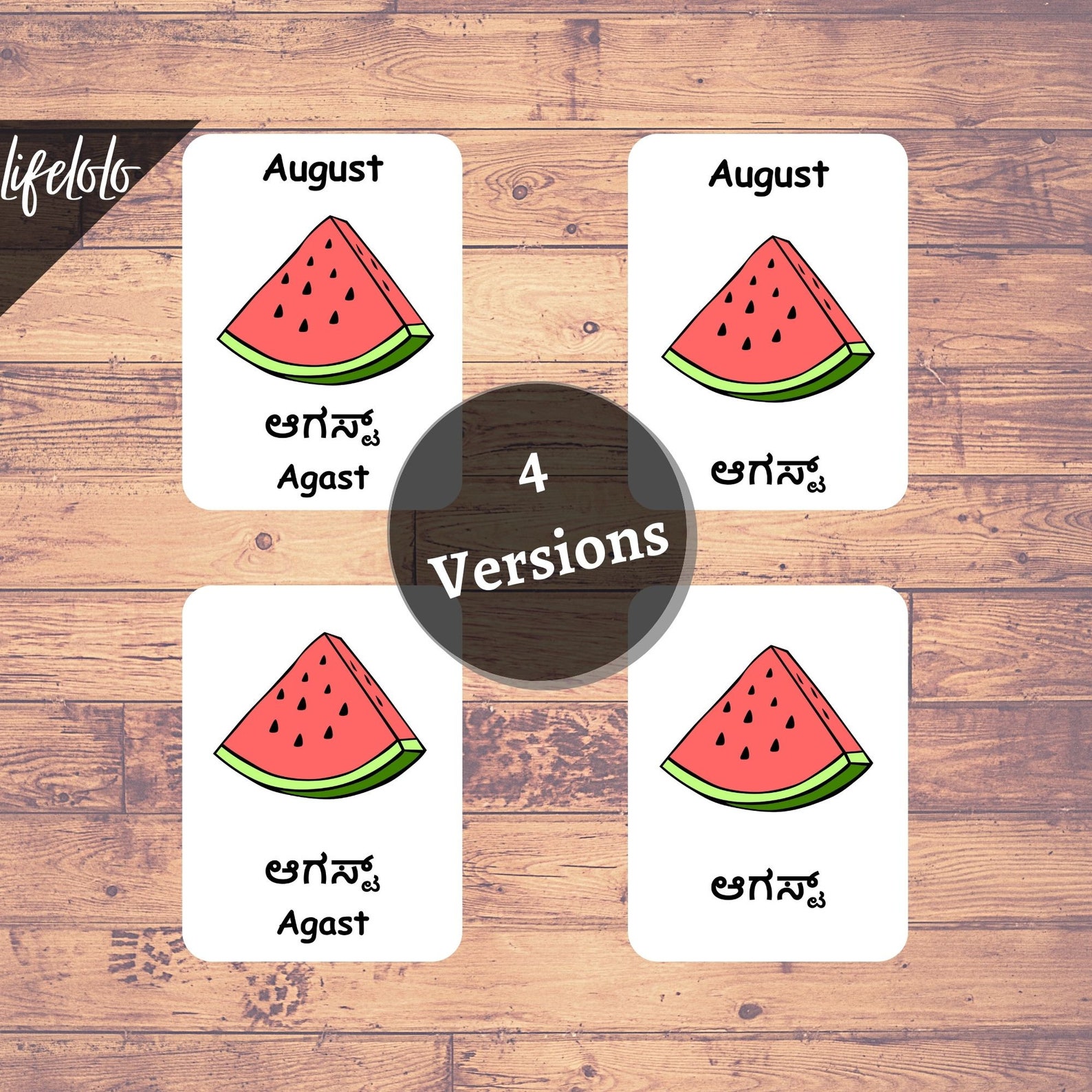 Months of the Year KANNADA Flash Cards 12 Bilingual Cards Etsy