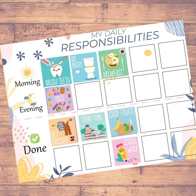 Daily Routine Charts Printable Kids Daily Task Printable - Etsy