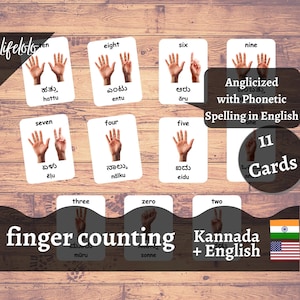 Kannada Numbers, Counting Flashcards, Learn Kannada, Toddler Games, Montessori Counting, Math Games, Counting Cards, Finger counting
