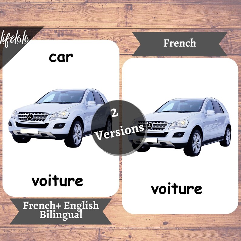 First Words FRENCH Version - English Bilingual Cards | 48 French Flash ...