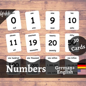 Numeri in tedesco (30 carte) - Schede Flash tedesche / Matematica Montessori / Bilingue / Homeschooling / Educativo - Download digitale