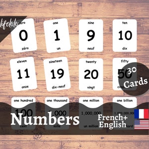 Nombres en français (30 cartes) - Cartes-éclair en français | Mathématiques Montessori | Bilingue | École à la maison | Éducatif - Téléchargement numérique
