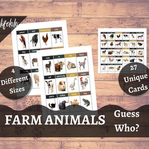Bauernhof Tiere Guess Who Druckbare Vorlage | Druckvorlage Rate mal, wer Einsteckkarten